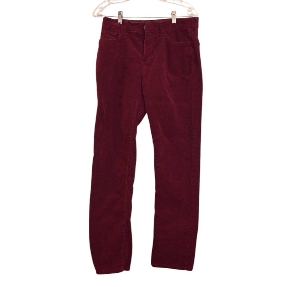 St.JOHN's BAY Classic Crafted Straight Leg Burgundy-Red Micro-Corduroys Pants 10